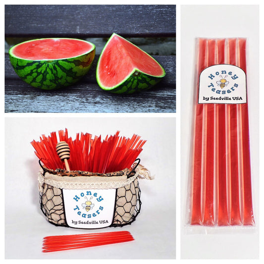 5 Pack WATERMELON HONEY TEASERS Natural Honey Snack Sticks Honeystix Straws